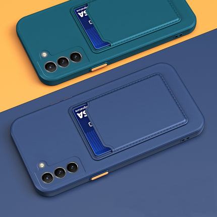 For Samsung Galaxy S22 5G Skin Feel Card Contrast Color Button TPU Phone Case(Purple)-garmade.com