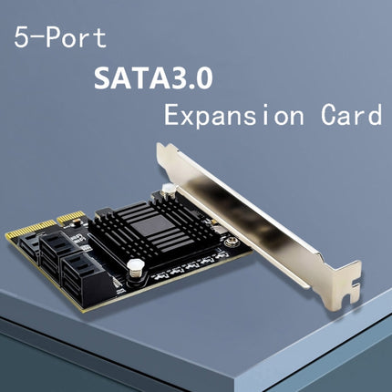 5 Ports SATA 3.0 to PCIe Chip 4X Gen 3 Expansion Card with Heatsink-garmade.com