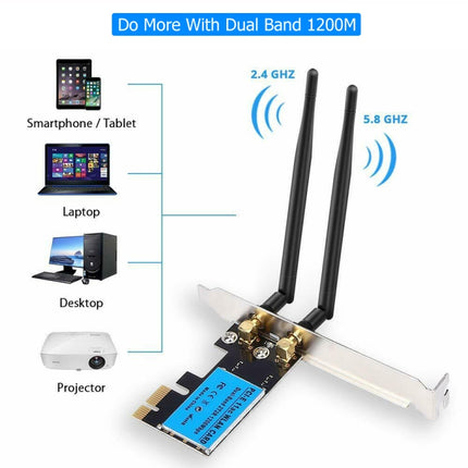 1200Mbps 5G / 2.4G Dual Band PCIe Wireless Network Card-garmade.com