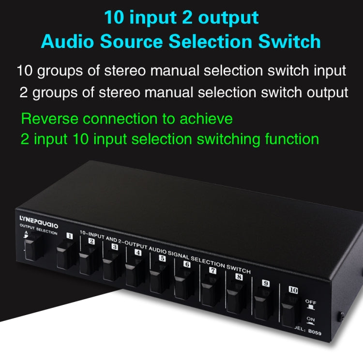 In Out Select Switch B059 10 In 2 Out / 2 In 10 Out 2-Way RCA Switch Audio Frequency Signal ...