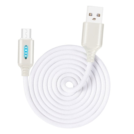 Micro USB Interface Zinc Alloy Marquee Luminous Intelligent Automatic Power off Charging Data Cable(white)-garmade.com