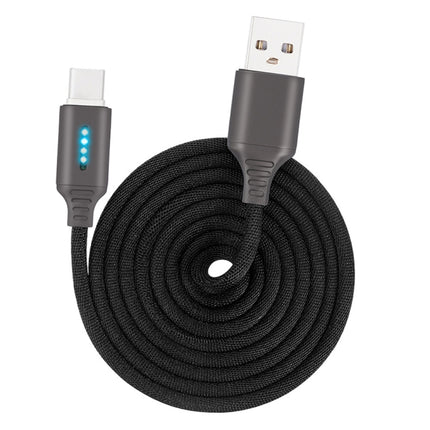 Micro USB Interface Zinc Alloy Marquee Luminous Intelligent Automatic Power off Charging Data Cable(black)-garmade.com