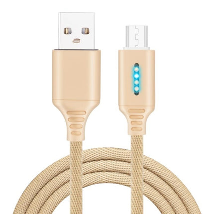 Micro USB Interface Zinc Alloy Marquee Luminous Intelligent Automatic Power off Charging Data Cable(glod)-garmade.com