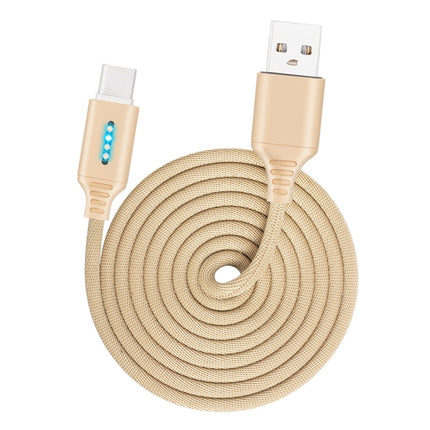 Micro USB Interface Zinc Alloy Marquee Luminous Intelligent Automatic Power off Charging Data Cable(glod)-garmade.com