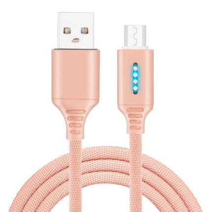 Micro USB Interface Zinc Alloy Marquee Luminous Intelligent Automatic Power off Charging Data Cable(rose gold)-garmade.com