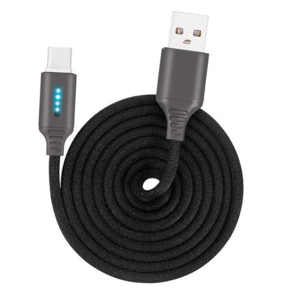 USB-C / Type-C Interface Zinc Alloy Marquee Luminous Intelligent Automatic Power off Charging Data Cable(black)-garmade.com