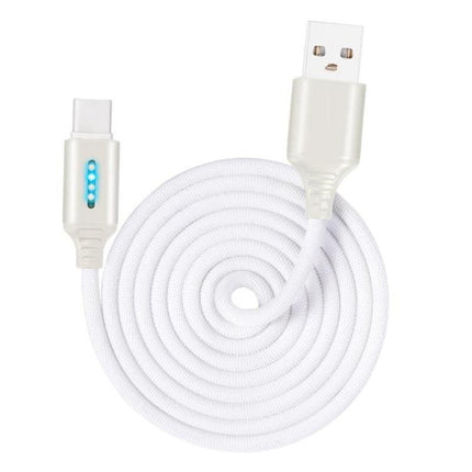 USB-C / Type-C Interface Zinc Alloy Marquee Luminous Intelligent Automatic Power off Charging Data Cable(white)-garmade.com