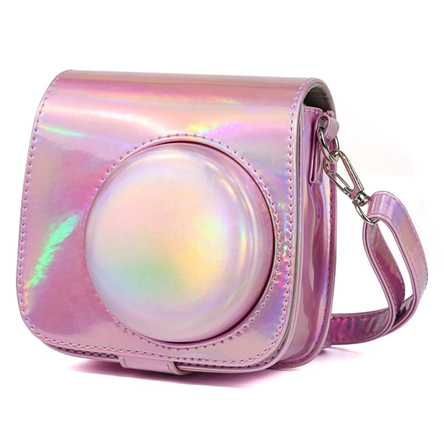 Aurora Oil Paint Full Body Camera PU Leather Case Bag with Strap for FUJIFILM instax mini 9 / mini 8+ / mini 8(Rose Gold)-garmade.com