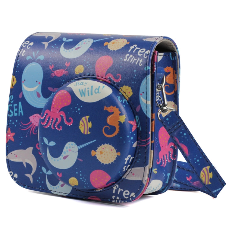 fujifilm instax mini 8 camera sling backpack Ocean World Pattern Full Body Camera PU Leather Case Bag with Strap fo – Garmade