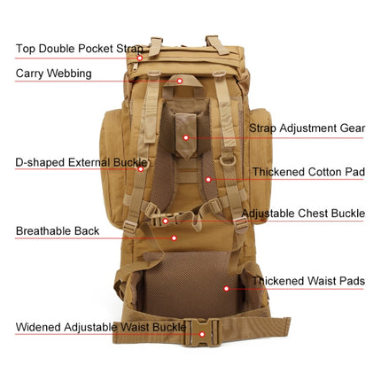 JUNSUNMAY J006 65L Large Capacity Waterproof Outdoor Travel Camping Hiking Backpack(Army Green)-garmade.com