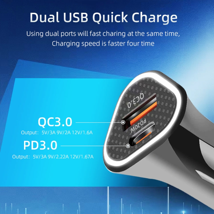 TE-P23 38W PD USB-C / Type-C + QC3. 0 USB Triangle Car Charger + USB-C / Type-C to USB-C / Type-C Data Cable, Length: 1m(White)-garmade.com