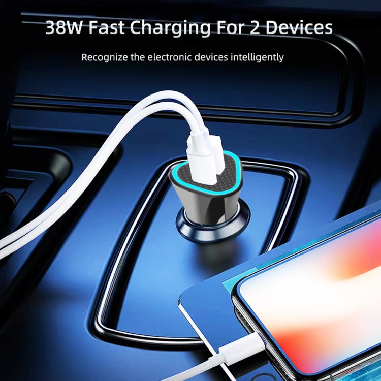 TE-P23 38W PD USB-C / Type-C + QC3. 0 USB Triangle Car Charger + USB-C / Type-C to USB-C / Type-C Data Cable, Length: 1m(White)-garmade.com