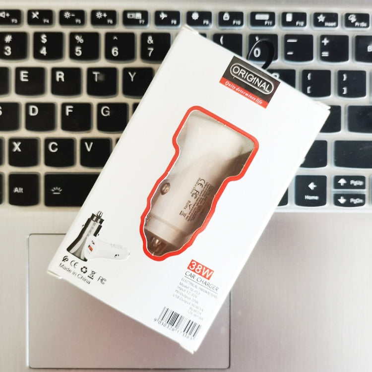 TE-P23 38W PD USB-C / Type-C + QC3. 0 USB Triangle Car Charger + USB-C / Type-C to USB-C / Type-C Data Cable, Length: 1m(White)-garmade.com