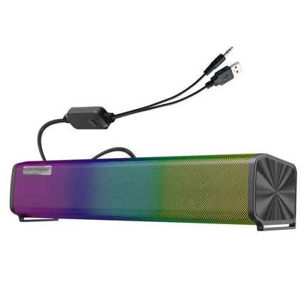 Q9 10W USB Soundbar Home Theater PC Surround Sound Box Wired Computer Speaker with RGB Light-garmade.com