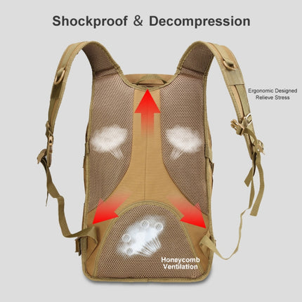 SUNJUNMAY J007 35L Waterproof Outdoor Molle Rucksack Hiking Backpack(Khaki)-garmade.com