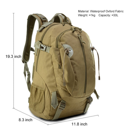SUNJUNMAY J013 30L Travel Outdoor Molle Backpack Hiking Bag(Khaki)-garmade.com