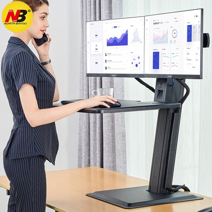 NORTH BAYOU NB S100 Computer Stand 22-27 inch Dual Monitor Mount with Keyboard Plate-garmade.com