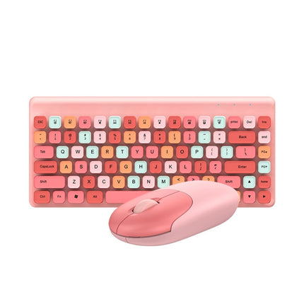 QW02 Wireless Keyboard Mouse Set(Pink)-garmade.com