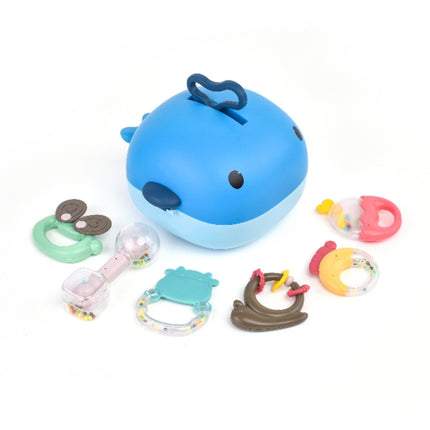 MoFun 2029A 2 in 1 Baby Rattle & Teether 6-piece Set with Whale Storage Box-garmade.com