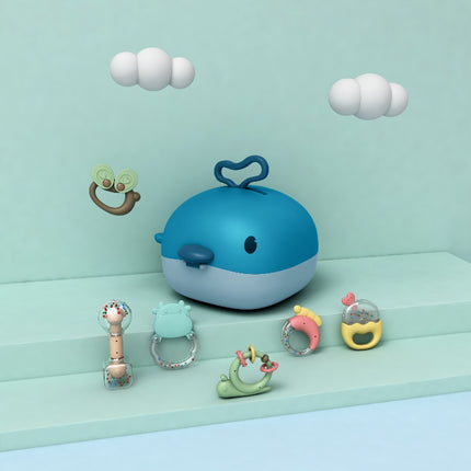 MoFun 2029A 2 in 1 Baby Rattle & Teether 6-piece Set with Whale Storage Box-garmade.com