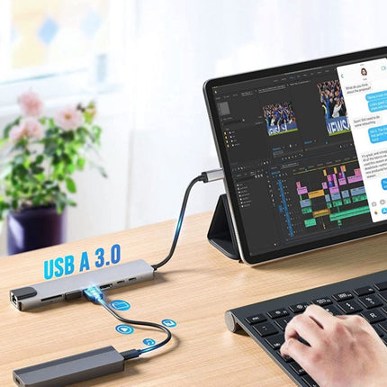 DS-20808 8 in 1 USB-C / Type-C Hub Multiport Adapter with 4K HDMI,USB 3.0 SD/TF Card Reader, USB C Dongle for MacBook Pro/Air and Other Type C Devices-garmade.com