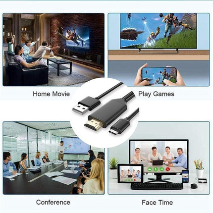 USB 3.1 Type-C to HDMI MHL 4K HD Video Digital Converter Cord for Android Phone to Monitor Projector TV(Black)-garmade.com