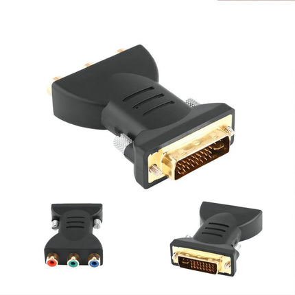 Gold Plated DVI-I 24+5 Male to 3 RCA Gold-plated Video Audio AV Component Converter-garmade.com
