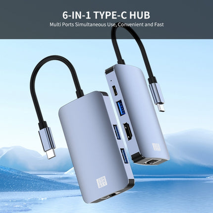 JUNSUNMAY 6 in 1 Type-C to 4K HDMI / Ethernet Docking Station Adapter USB-C Hub Multiport Converter-garmade.com