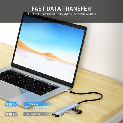 JUNSUNMAY 6 in 1 Type-C to 4K HDMI Docking Station Adapter USB-C PD Quick Charge Hub SD/TF Card Reader-garmade.com