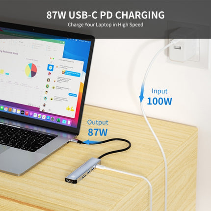 JUNSUNMAY 6 in 1 Type-C to 4K HDMI Docking Station Adapter USB-C PD Quick Charge Hub SD/TF Card Reader-garmade.com