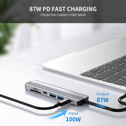 JUNSUNMAY 7 in 1 Type-C to 4K HDMI Docking Station Adapter PD Quick Charge Hub SD/TF Card Reader-garmade.com