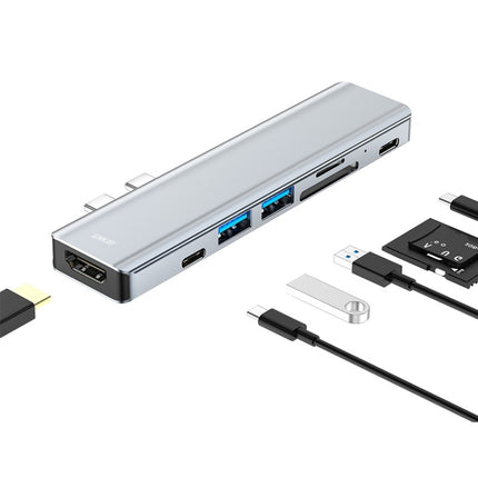ENKAY Hat-Prince 7 in 2 Type-C to 4K HDMI Docking Station Adapter Hub SD/TF Card Reader-garmade.com