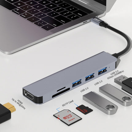 ENKAY Hat-Prince 6 in 1 Type-C to 4K HDMI Docking Station Adapter USB-C Hub SD/TF Card Reader-garmade.com