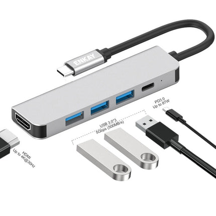ENKAY Hat-Prince 5 in 1 Type-C Hub 4K HDMI Converter Docking Station USB 3.0 Adapter-garmade.com