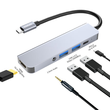 ENKAY Hat-Prince 5 in 1 Type-C Hub 4K HDMI Converter Docking Station 3.5mm Audio Jack Adapter-garmade.com