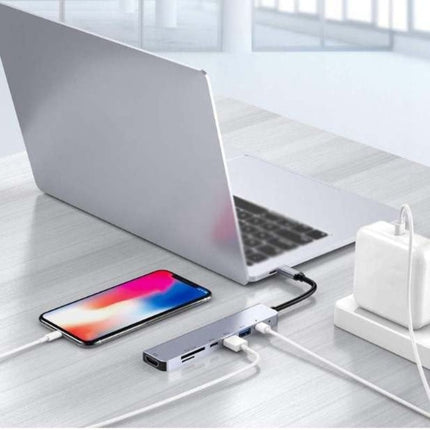 USB C Hub 7-in-1 USB C Multiport Adapter with HDMI 100W PD and SD/TF Card Reader-garmade.com