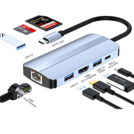 JUNSUNMAY 8 in 1 Type-C to 4K HDMI + RJ45 Ethernet Hub Docking Station Adapter-garmade.com