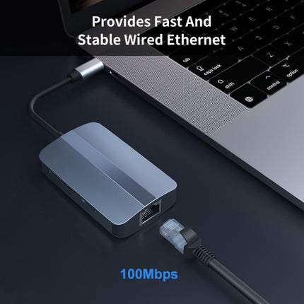 JUNSUNMAY 5 in 1 Type-c to RJ45 Ethernet + SD/TF Card Reader Multifunctional USB-C Hub-garmade.com