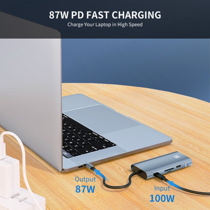 JUNSUNMAY 10 in 1 Type-C to 4K HDMI + VGA +RJ45 + 3.5mm Audio Docking Station Adapter PD Quick Charge Hub SD/TF Card Reader-garmade.com