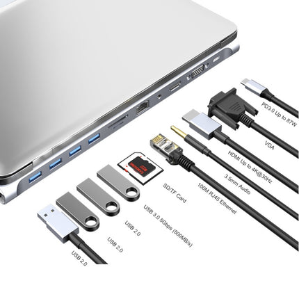 JUNSUNMAY 11 in 1 Multifunctional USB C Hub Docking Station Adapter SD/TF Card Reader-garmade.com