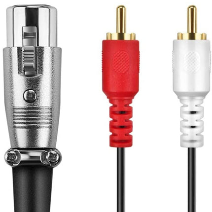 JUNSUNMAY 2 RCA Male to XLR Female Stereo Audio Cable, Cable Length:1.5m-garmade.com