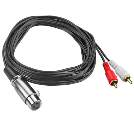 JUNSUNMAY 2 RCA Male to XLR Female Stereo Audio Cable, Cable Length:3m-garmade.com