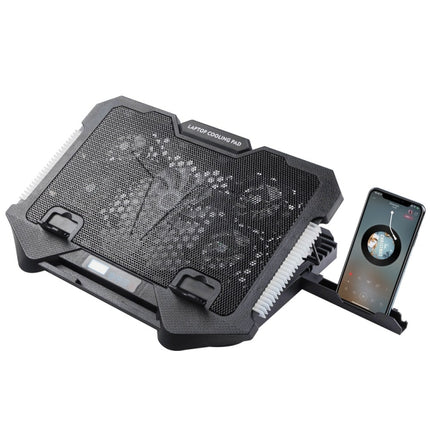 S500 Adjustable Height 5 Quiet Fans RGB Gaming Laptop Cooling Pad with Phone Holder-garmade.com