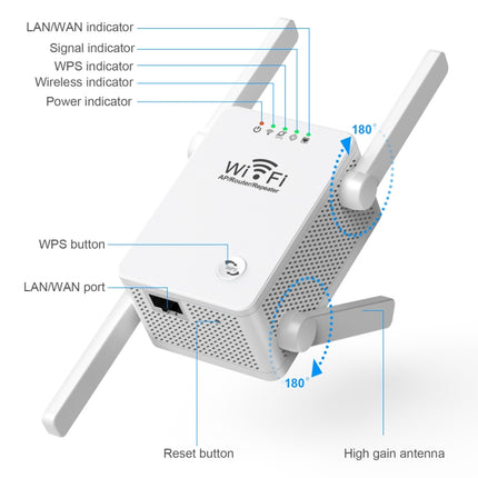 U8 300Mbps Wireless WiFi Repeater Extender Router Wi-Fi Signal Amplifier WiFi Booster(US Plug)-garmade.com