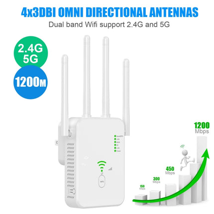 U10 1200Mbps Signal Booster WiFi Extender WiFi Antenna Dual Band 5G Wireless Signal Repeater(EU Plug)-garmade.com