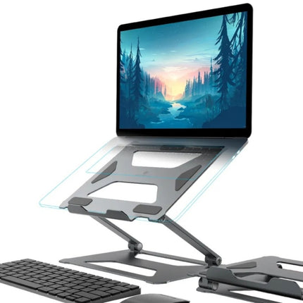 Boneruy P18 Ergonomic Desk Aluminum Holder for 14-17.3 Inch Laptops(Silver)-garmade.com