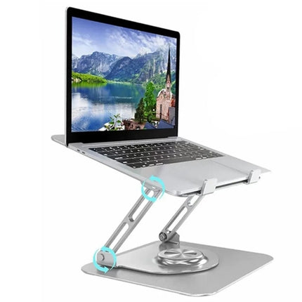 D147 Foldable 360 Degree Rotating Laptop Lifting Bracket Aluminum Alloy Notebook Desktop Stand(Silver)-garmade.com
