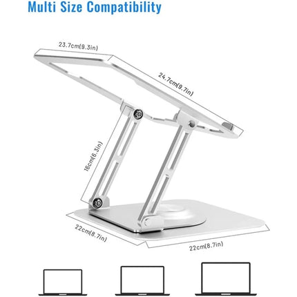 D147 Foldable 360 Degree Rotating Laptop Lifting Bracket Aluminum Alloy Notebook Desktop Stand(Silver)-garmade.com