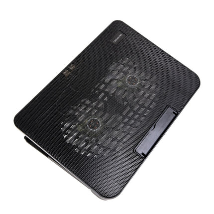 N99 USB Dual Fan Hollow Carved Design Heat Dissipation Laptop Cooling Pad(Black)-garmade.com
