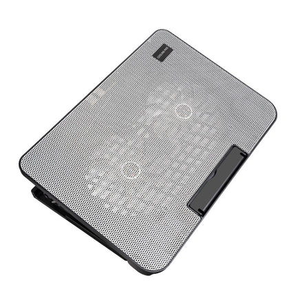 N99 USB Dual Fan Hollow Carved Design Heat Dissipation Laptop Cooling Pad(Gray)-garmade.com